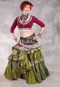 MOONLIGHT AVALON 25 Yard Silk Tiered Ruched Skirt - Olive, Red, Silver and Light Copper