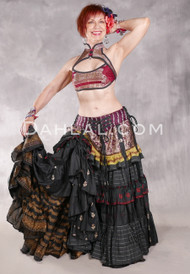 MOONLIGHT AVALON 25 Yard Silk Tiered Ruched Skirt - Black, Magenta, Red, Ivory and Celery