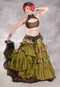 MOONLIGHT AVALON 25 Yard Silk Tiered Ruched Skirt - Olive, Silver and Light Copper