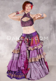 MOONLIGHT AVALON 25 Yard Silk Tiered Ruched Skirt - Lavender, Orchid, Fuchsia, Forest Green, Golden Orange, Gold and Purple