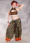 BEYOND THE DESERT Silk Blend Pocket Harem Pant - Forest Green with Gold, Red and Royal Blue