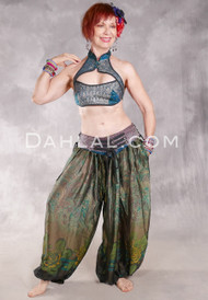 BEYOND THE DESERT Silk Blend Pocket Harem Pant - Olive, Teal, Black and Golden Yellow