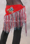 Lycra Fringe Hip Scarf - Floral Print with Red, Ivory and Turquoise