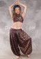LUNA JADE II Silk Brocade Harem Pant and Medium Sari Halter Top Set - Dark Plum, Olive and Antique Silver