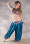 LUNA JADE II Silk Brocade Harem Pant and Medium Sari Halter Top Set - Turquoise, Silver, Fuchsia and Magenta