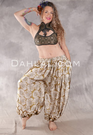 BEYOND THE DESERT Silk Blend Pocket Harem Pant - Olive and Ivory