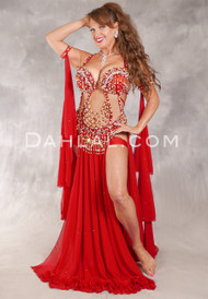 SCARLET CASCADE Egyptian Dress - Red, Gold and White