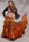 MOON FLOWER 25 Yard Printed Silk Tiered Ruched Skirt - Butternut, Golden Orange, Dark Sand, Black and Gold