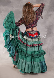 MOONLIGHT AVALON 25 Yard Silk Tiered Ruched Skirt - Seafoam Green, Red, Black and Silver, #26-33