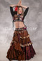 MOONLIGHT AVALON 25 Yard Silk Tiered Ruched Skirt - Brown, Sienna and Gold