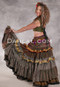 MOON FLOWER 25 Yard Printed Silk Tiered Ruched Skirt -Iridescent Red, Olive, Gray, Gray, Green and Gold