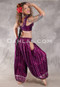 LUNA JADE Draped Silk Brocade Harem Pant - Magenta with Silver