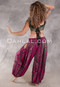 LUNA JADE Draped Silk Brocade Harem Pant - Fuchsia, Green and Light Gold