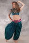 LUNA JADE Draped Silk Brocade Harem Pant - Deep Teal, Fuchsia and Light Gold