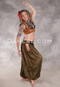 LUNA JADE Draped Silk Brocade Harem Pant - Olive and Gold