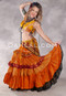 MOONLIGHT AVALON 25 Yard Silk Tiered Ruched Skirt - Orange, Burnt Orange, Gold, Magenta and Green