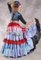 MOONLIGHT AVALON 25 Yard Silk Tiered Ruched Skirt - Light Blue, Red and Gold