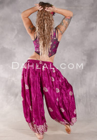 BEYOND THE DESERT Silk Blend Pocket Harem Pant - Magenta, Ivory and Black