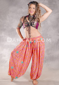 BEYOND THE DESERT Silk Blend Pocket Harem Pant - Orange, Orchid and Deep Mint