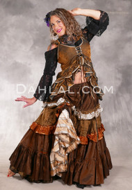 MOONLIGHT AVALON 25 Yard Silk Tiered Ruched Skirt - Chocolate, Bronze, Ivory, Copper and Gold