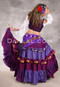 MOON FLOWER 25 Yard Printed Silk Tiered Ruched Skirt - Purple, Magenta, Black and Gold