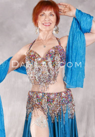 TAHIA Egyptian Beaded Bra and Belt Set - Multi-color