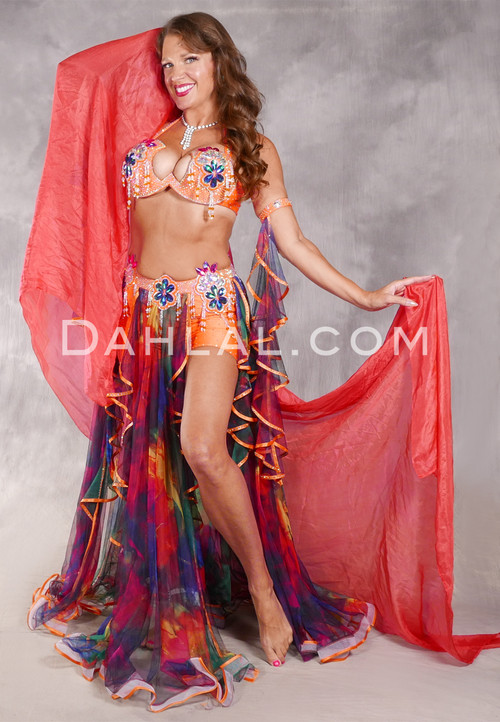 BELEDI YA HELWA Egyptian Dress - Multi-color and Gold
