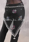 Egyptian Assuit Wide Row Beaded Hip Scarf - Black with Silver and Multi-color