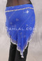 Egyptian Assuit Wide Row Beaded Hip Scarf - Royal Blue with Silver