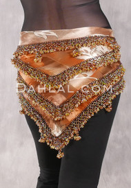 Egyptian Beaded Hip Scarf - Floral with Gold, Silver and Amethyst Iris