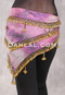 Egyptian Beaded Hip Scarf - Pink and Black Tie-Dye with Gold