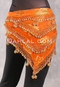 Egyptian Beaded Hip Scarf - Orange and Gold Metallic with Gold