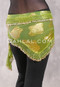 DYNASTY Wide Row Beaded Hip Scarf - Metallic Gold on Lime with Gold