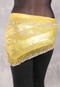 DYNASTY Wide Row Beaded Hip Scarf - Metallic Silver on Yellow with Silver