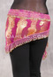 DYNASTY Wide Row Beaded Hip Scarf - Metallic Gold on Pink with Gold