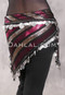 SOHA Single Coin Hip Scarf with Multi-Size Coins - Metallic Stripe with Black, Red and Silver