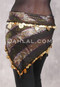 SOHA Single Coin Hip Scarf with Multi-Size Coins - Metallic Stripe with Black, Gold and Multi-color