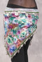 SOHA Single Coin Hip Scarf with Multi-Size Coins - Floral with Silver