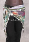 SOHA Single Coin Hip Scarf with Multi-Size Coins - Floral with Silver
