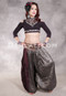 LUNA JADE Draped Silk Brocade Harem Pant - Black with Silver, Wine and Antique Gold