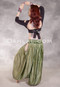 LUNA JADE Draped Silk Brocade Harem Pant - Dusty Light Olive and Silver