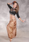 LUNA JADE Draped Silk Brocade Harem Pant - Warm Tan with Gold