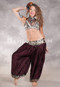 LUNA JADE II Silk Brocade Harem Pant and Small Sari Halter Top Set - Dark Chocolate, Black and Silver