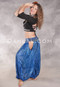 LUNA JADE Draped Silk Brocade Harem Pant - Medium Blue, Light Blue, Navy and Gold