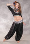 LUNA JADE Draped Silk Brocade Harem Pant - Forest Green and Chocolate with Silver