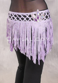 SUEZ Flirty Rhinestone Fringe Hip Wrap - Lavender with Lotus