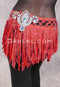 SUEZ Flirty Rhinestone Fringe Hip Wrap - Red with Floral Scroll