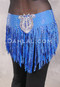 SUEZ Flirty Rhinestone Fringe Hip Wrap - Royal Blue with Lotus