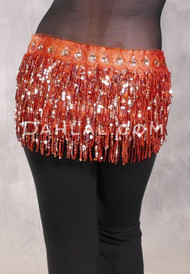 MANSOUR Egyptian Sequin Fringe Hip Scarf - Copper