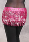 MANSOUR Egyptian Sequin Fringe Hip Scarf - Bright Pink